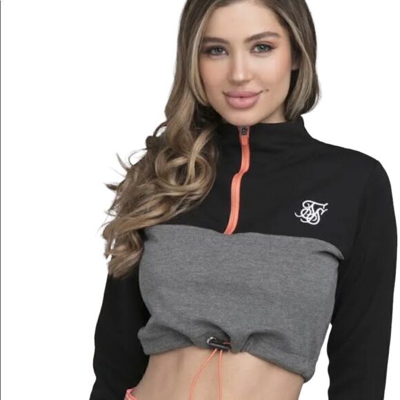 Sik Silk Advantage 1/4 Zip Track Top Black Grey Sz US 6 NWT - Picture 1 of 9